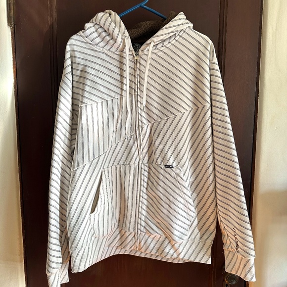 Volcom Sherpa Stripe Lined Hooded Sweatshirt Men's Size L - Picture 1 of 5